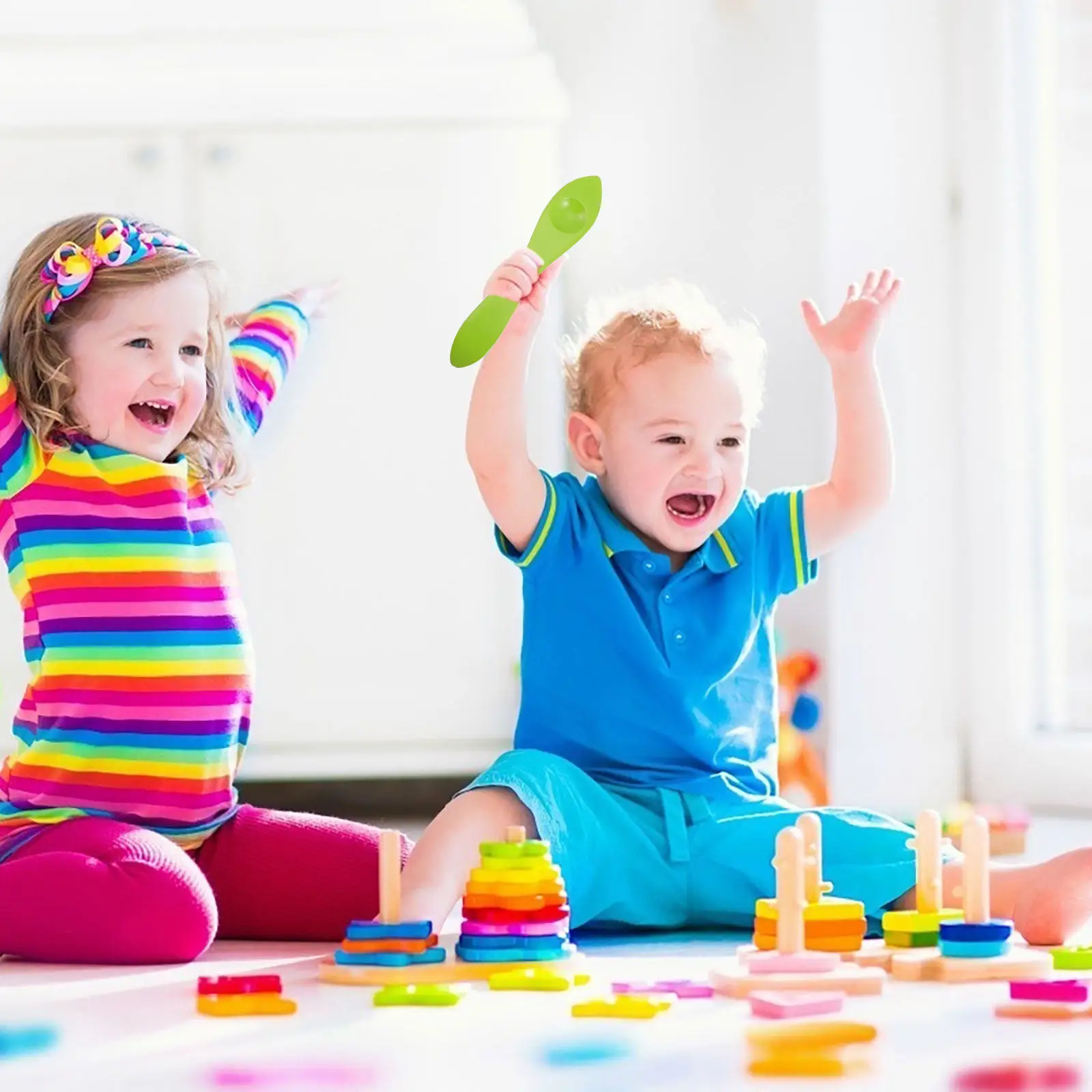 Colorful Percussion Clapper Wooden Musical Spoon Kids Portable Performance Instrument Child Rhythm Training Educational Music view 2