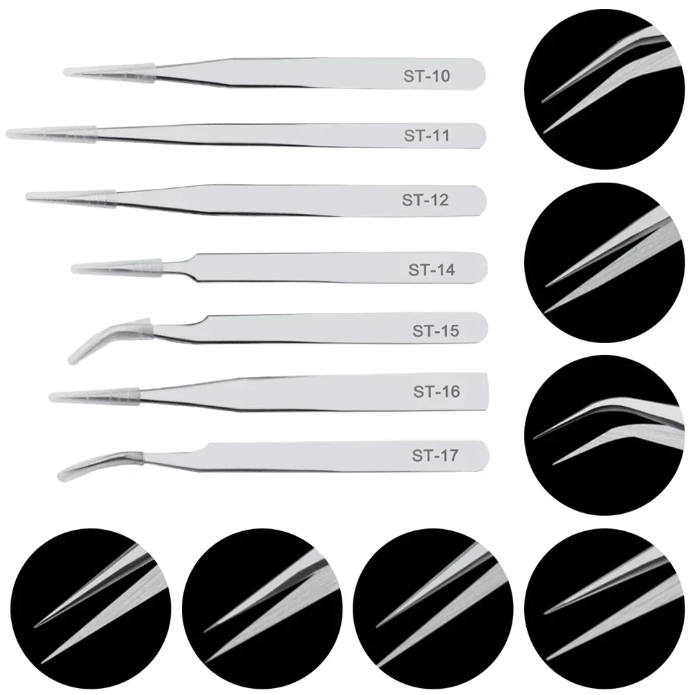 전자 부품 및 모바일 액세서리 유지 관리를 위한 정밀 도구용 스테인레스 스틸 정전기 방지 핀셋 1개