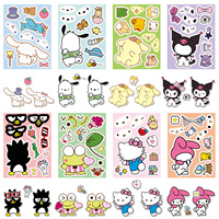8PCS Sanrio Stickers Cartoon Cute HelloKitty Kuromi Cinnamoroll Keroppi Luggage Notebook Decoration Face Change Stickers