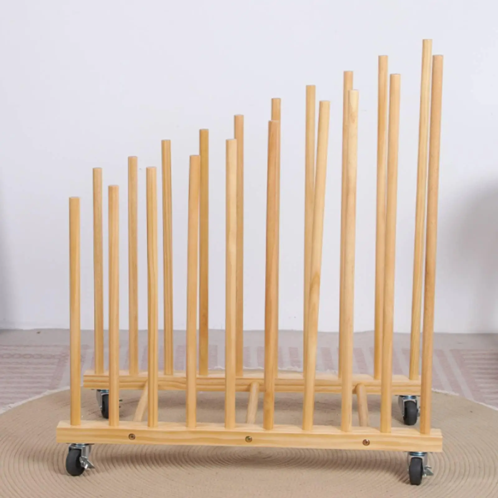 Mobile Art Curing Rack Large Capacity Wooden Art Supply Organizer Rack Stable
