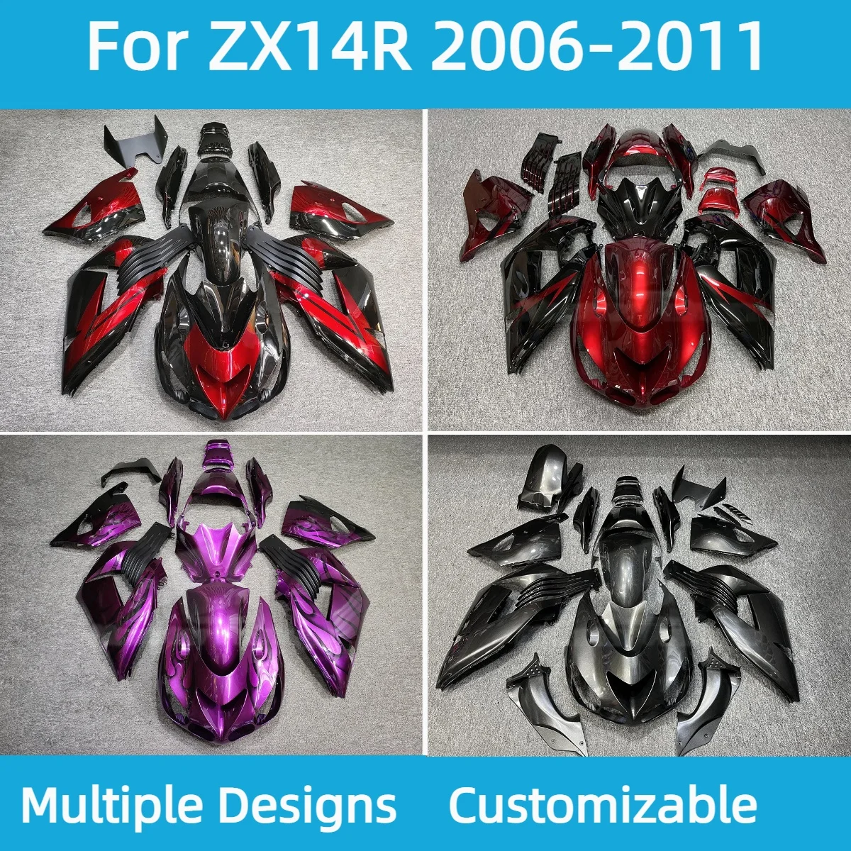 

For Kawasaki ZX14R 2006-2011 Motorcycle Fairing Kit ZX 14R 06-11 ABS Injection Plastic Cowling Motorcycle Fairings