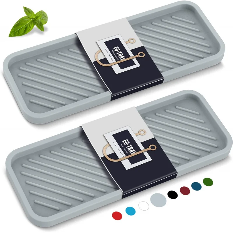 

EG-SIPRO Organizer ,2 Pack Sponge Holder for Kitchen Sink Bathroom Counter Silicone Soap Tray Hol