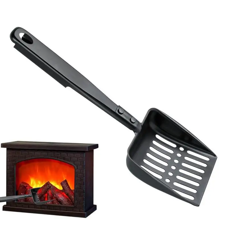 Metal Fireplace Ash Shovel Hollow Out Wood Stove Ash Sifter Iron Coal Shovel Fire Pit Tools for Fireplaces Outdoor BBQ Grills