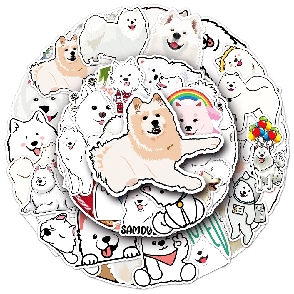 10/30/50pcs Kawaii Samoyed Cartoon Stickers Funny Animal Anime Sticker Suitcase Bike Notebook Skateboard Dog Decal Kid Toys Gift