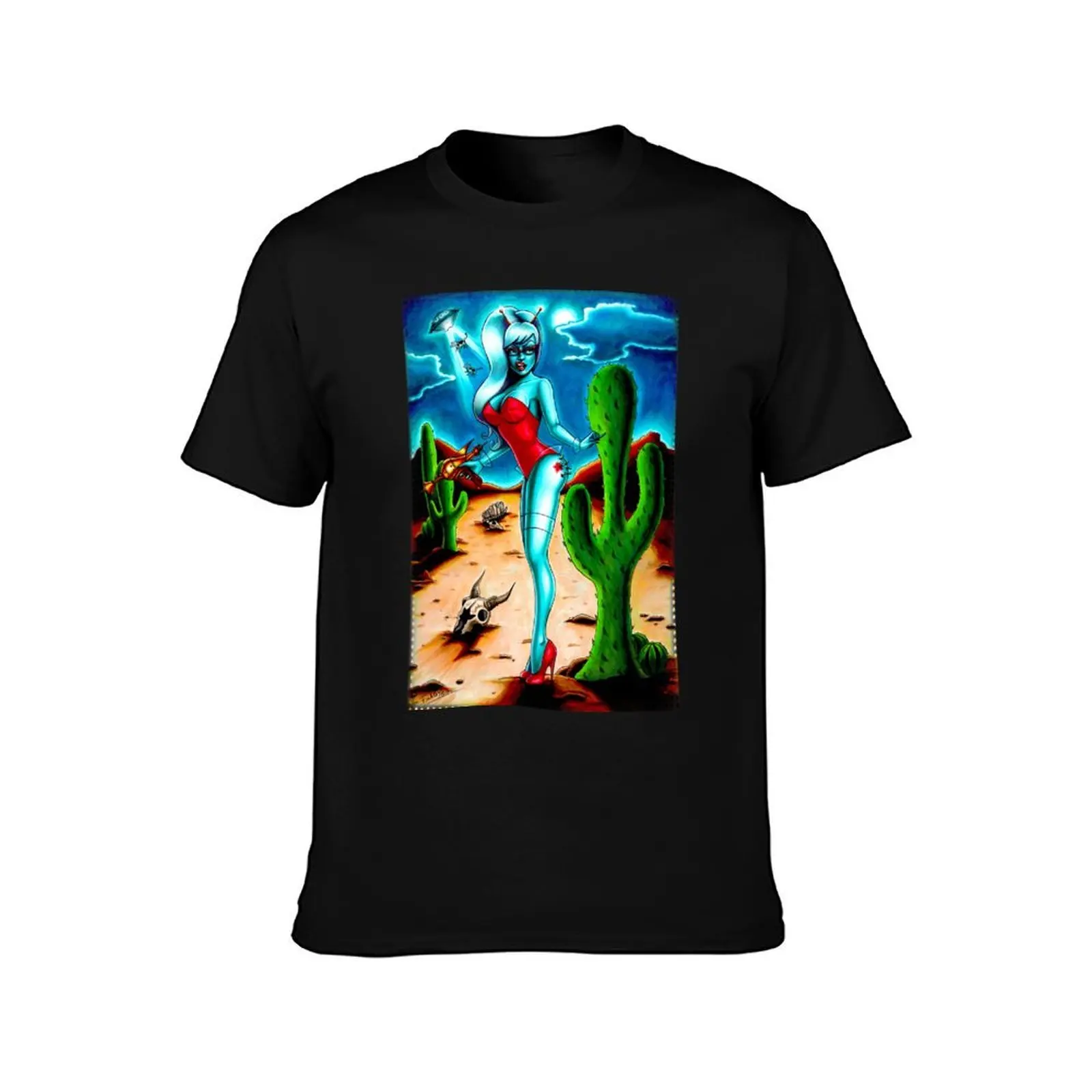 Alien Pin-up T-Shirt Casual Graphic Print Tee T-Shirt