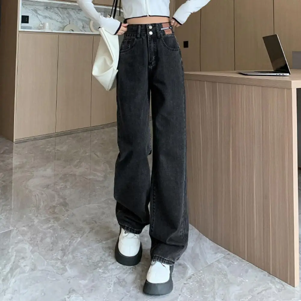 Wide-leg Jeans High Waist Wide Leg Women's Jeans with Deep Crotch Soft Colorfast Fabric Loose Fit Straight Pants with for Ladies