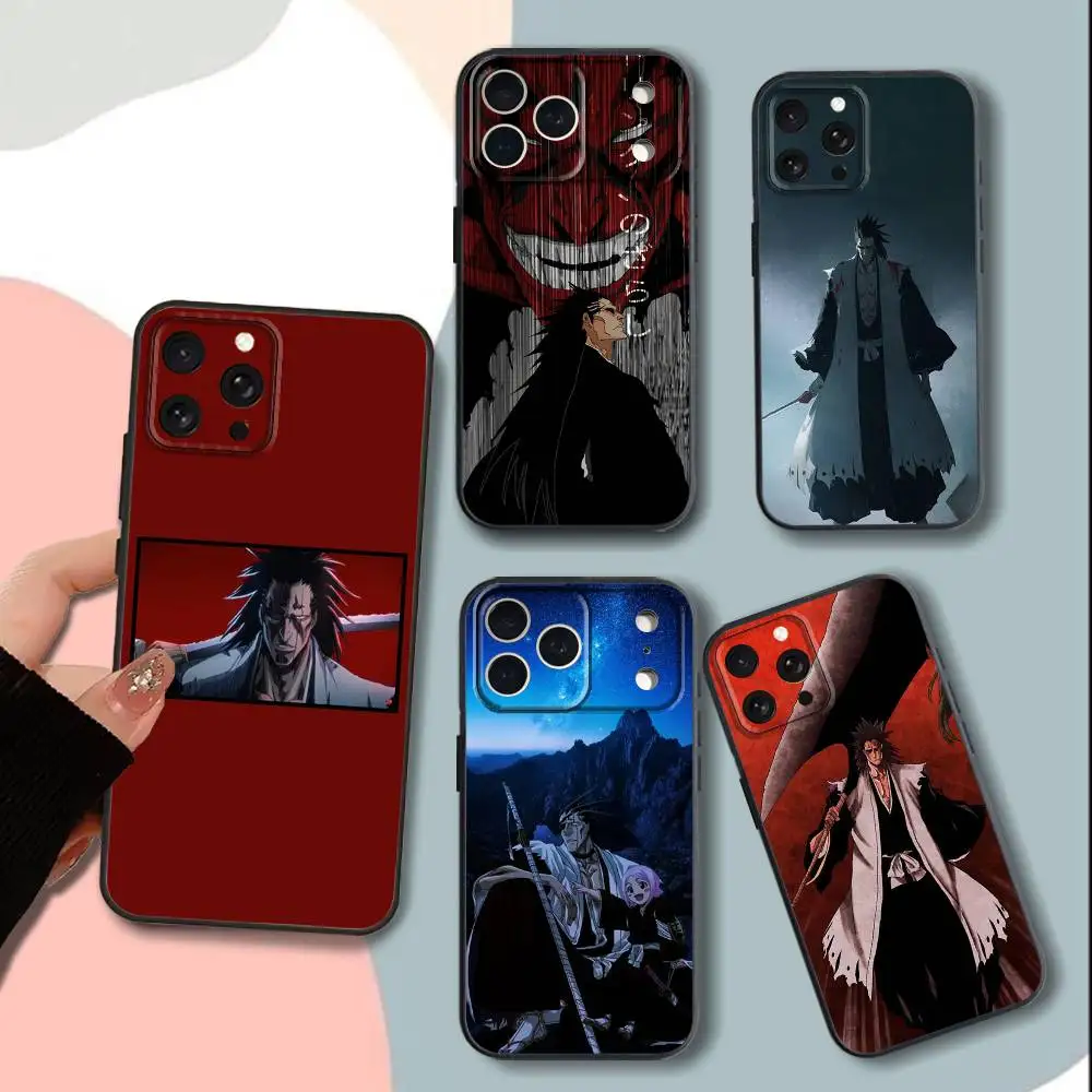 

Zaraki K-KenpachiS B-Bleach Phone Case For iPhone 15,13,16,12,11,17,14,Plus,Pro,Max,XS,XR,X,SE,Mini,Soft Silicone Black Cover