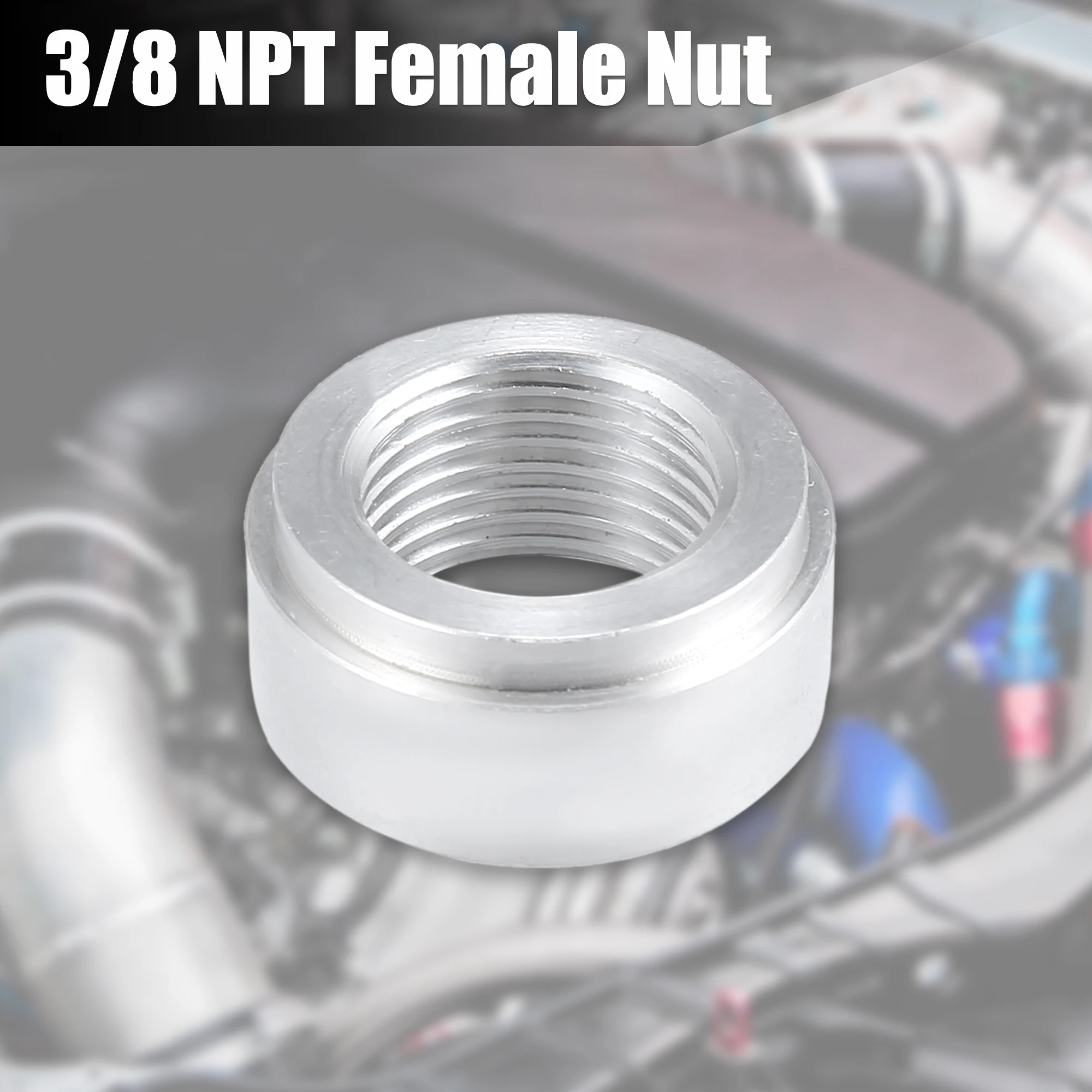 X Autohaux 3/8 Inch NPT Female Nut Threaded Insert Weldable Aluminum Alloy Pipe Fittings Replacement for Car