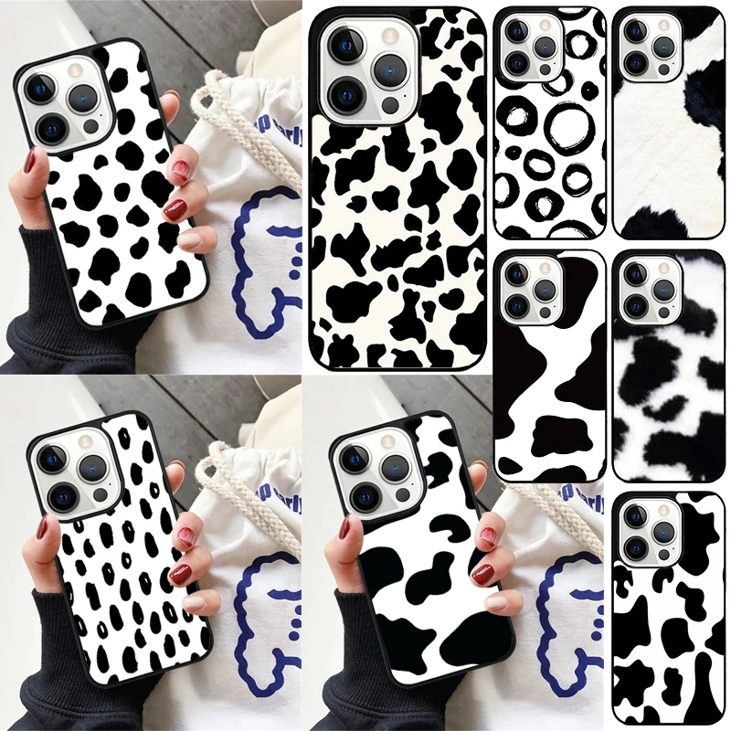 Spotted Cow Skin Print Slim phone Case Cover For iPhone 16 15 14 Plus X XR XS for apple 16 11 12 13 mini Pro Max coque