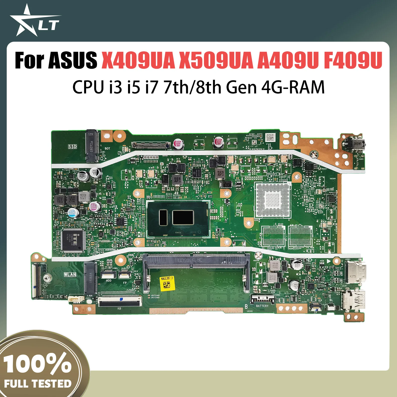 X409UA Laptop Motherboard For ASUS X509UA A409U F409U X409UB X509UB Mainboard With CPU i3 i5 i7 7th/8th Gen 4G-RAM Tested OK