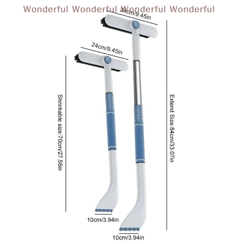 แปรงปัดหิมะกระจกรถยนต์ 2-in-1 พร้อมที่ขูด; ที่ขูดน้ำแข็งและหิมะแบบถอดได้และยืดหดได้; อุปกรณ์ป้องกันการแข็งตัวสำหรับรถยนต์