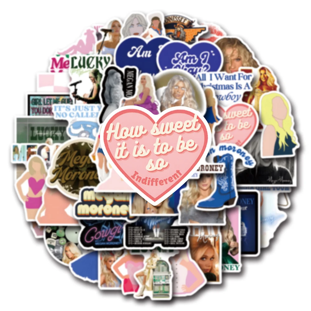 10/30/52pcs Singer Megan Moroney Stickers Cute Cartoon Aesthetic Decals Decoration DIY Skateboard Laptop Phone Sticker Fans Gift