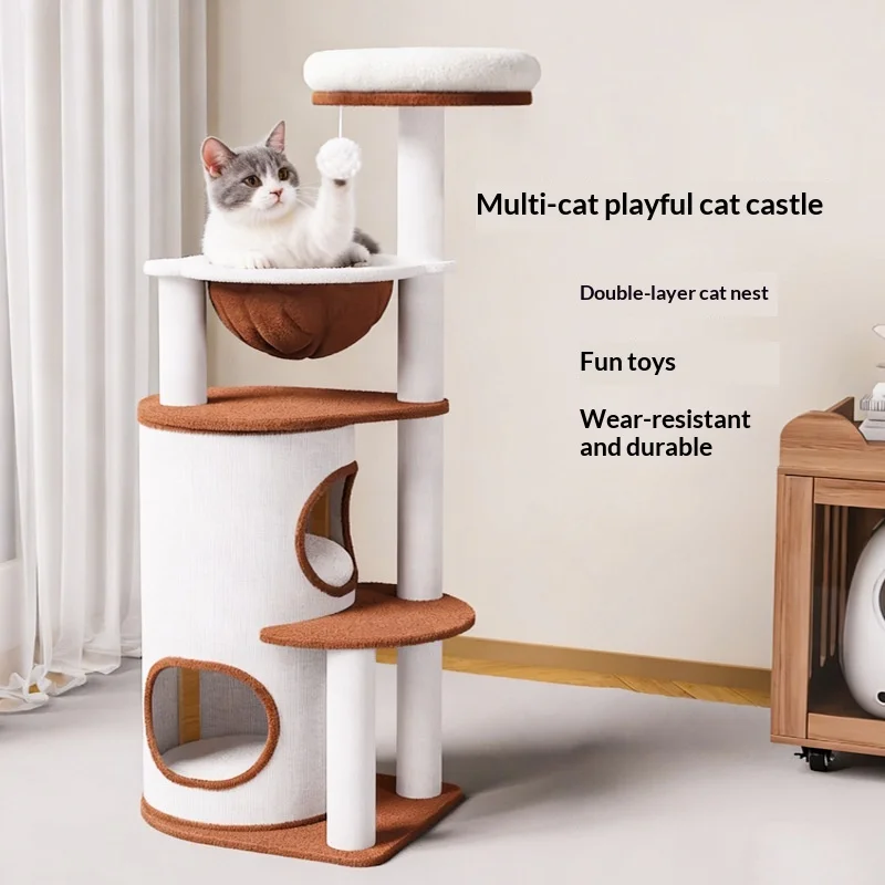 

Space Capsule Cat Tree with Cat Bed & Scratcher, All-in-One Climbing Tower & Scratching Post, Anti-Scratch Indoor Cat Furniture