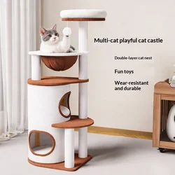 Árbol rascador para gatos con cama y poste, estilo nave espacial