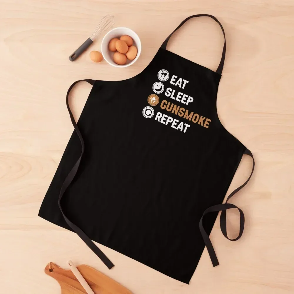 

Eat Sleep Gunsmoke Repeat Apron Men's Kitchen For Man Teacher Hairdressing Hairdresser Accessories Apron