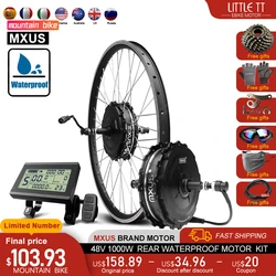 MXUS 48V 1000W Electric Bike Conversion Kit 20-29in700C Rear Brushless Gear Hub Motor Wheel For Waterproof Ebike Conversion Kit