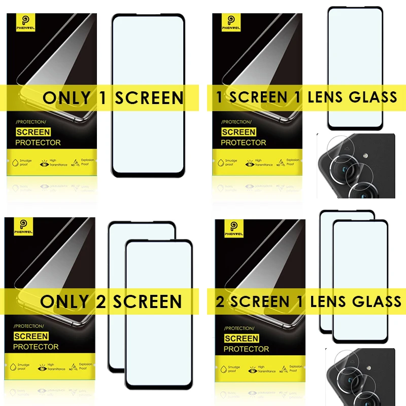 Protective Glass For Asus Zenfone 9 Full Cover Screen Protector Zenfone 9 8 Flip 7 Oleophobic Tempered Glass Film