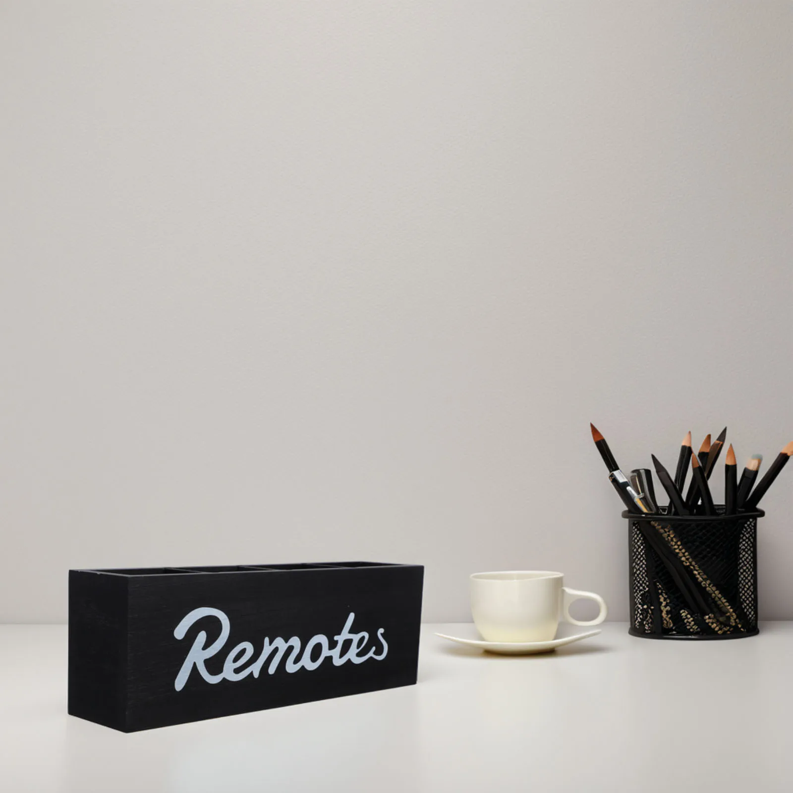 

Remote Control Box Wooden ganizer Wall Mount Desk Caddy Controller Holder Holder Pen Pencil Controller Coffee Table