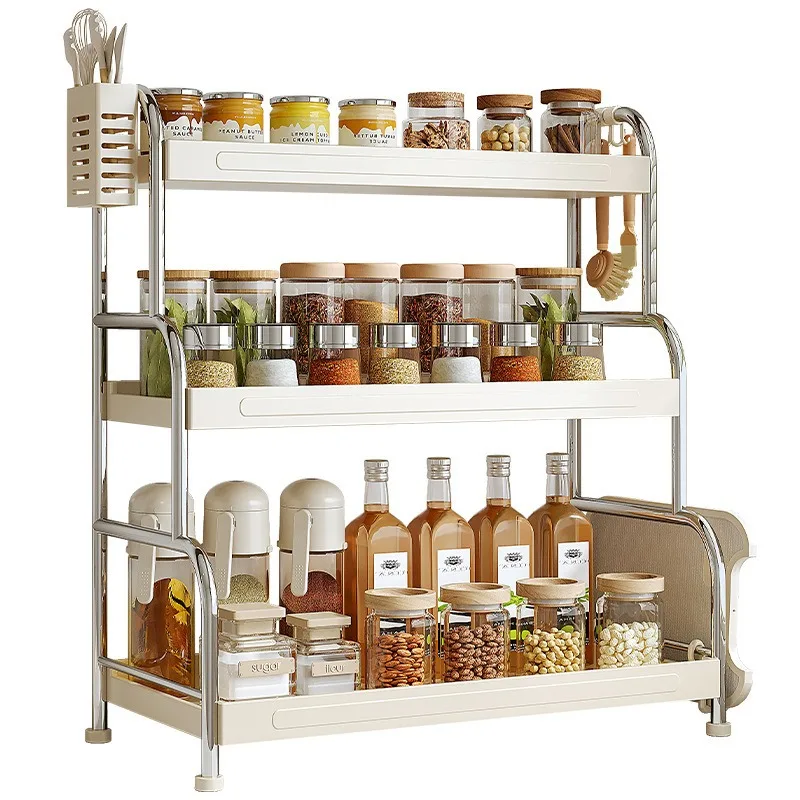 For Kitchen Seasoning Rack Multi-layer Multi-functional Stainless Steel Countertop Seasoning Rack Chopsticks Tableware