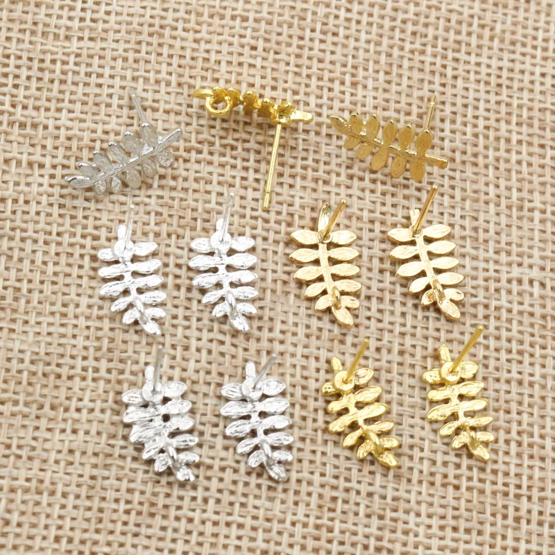 10 sztuk (5 para) 15x13mm matowy srebrny Plated złoty kolor liść ucha haki kolczyk przewody do Handmade kobiety moda biżuteria kolczyki
