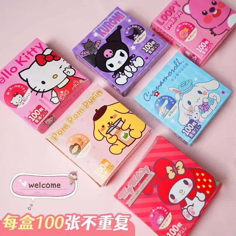 

100 шт. неповторяющаяся Подарочная коробка Sanrio наклейки с милыми рисунками Kuromi Melody Kt Cat Phone декоративные наклейки детские игрушки подарок для девочки