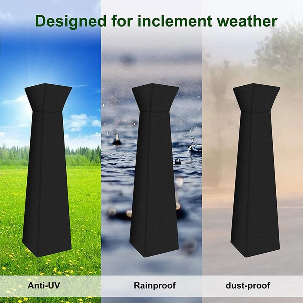 1pc Black Waterproof UV Pyramid Outdoor Heater Cover For Patio Gas Heater Protection Dust Rain Wind Shield Storage Bag