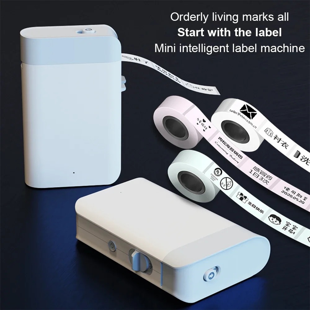 Mini Thermal Label Maker Printer Portable Mini Label Printer Photo Thermal Adhesive Labels Printers Maker Inkless Bluetooth Tool