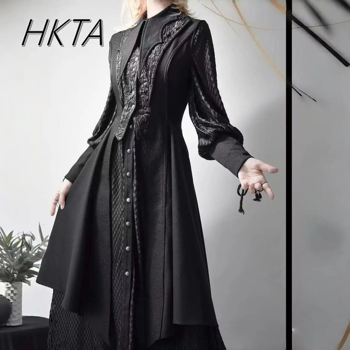 

Lolita Shirt Dress Goth Dark Halloween Handsome Men Women Polo Collar Long Sleeve Loose Casual Long Blouse Blusas Vest Top Lady
