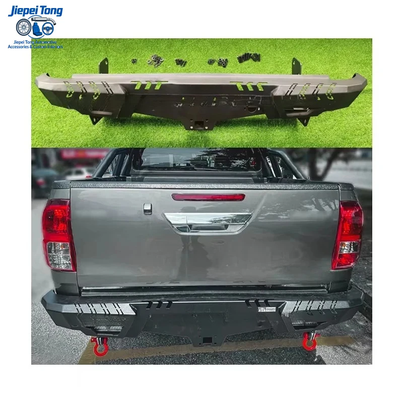 Suitable for Hilux Revo Rocco Vigo 2005-2023 with Led Light Shackle Car Armando Steel Rear Back Bumper Bar