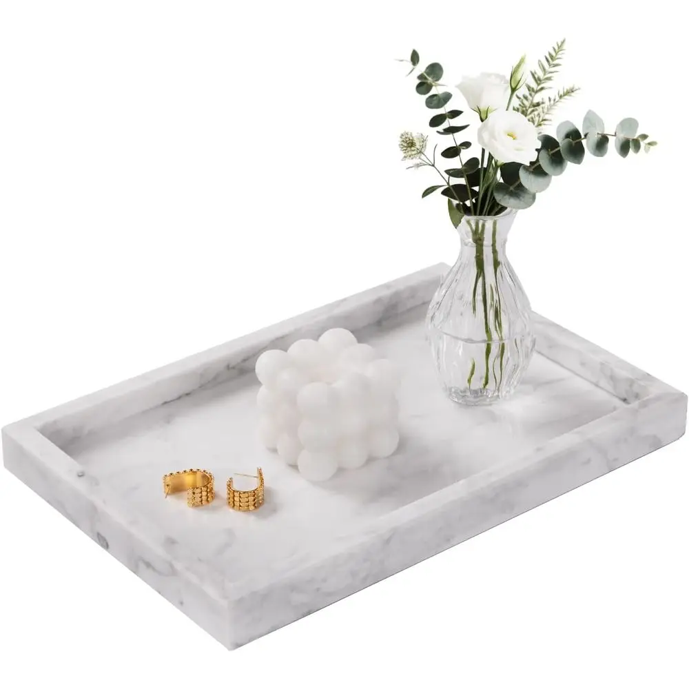 Marble Bathroom Tray or Countertop & Home Decor, Natural Decorative Marble Tray or lry & Perume Organizer, Luxury Stone Vanity T