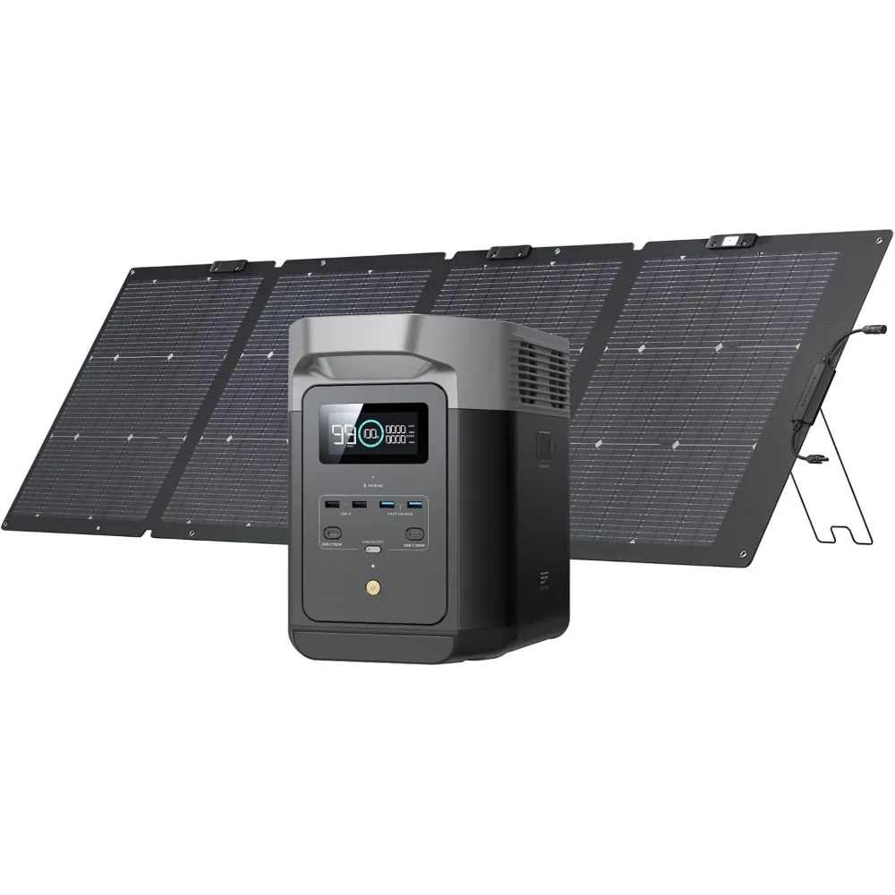 Solar Generator DELTA2 with 220W Solar Panel, LFP(LiFePO4) Battery, Fast Charging, Portable Power Station for Home