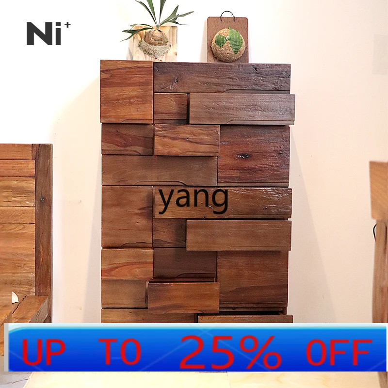 

LMM solid wood bucket cabinet wabi wind bedroom French retro homestay decorative cabinet