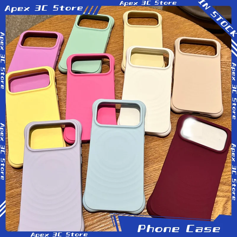 Ins Korean Style Simple Ripple Texture Liquid Silicone Magnetic Phone Case Magsafe Cover For Iphone 17 Pro Max Iphone 15 Gifts