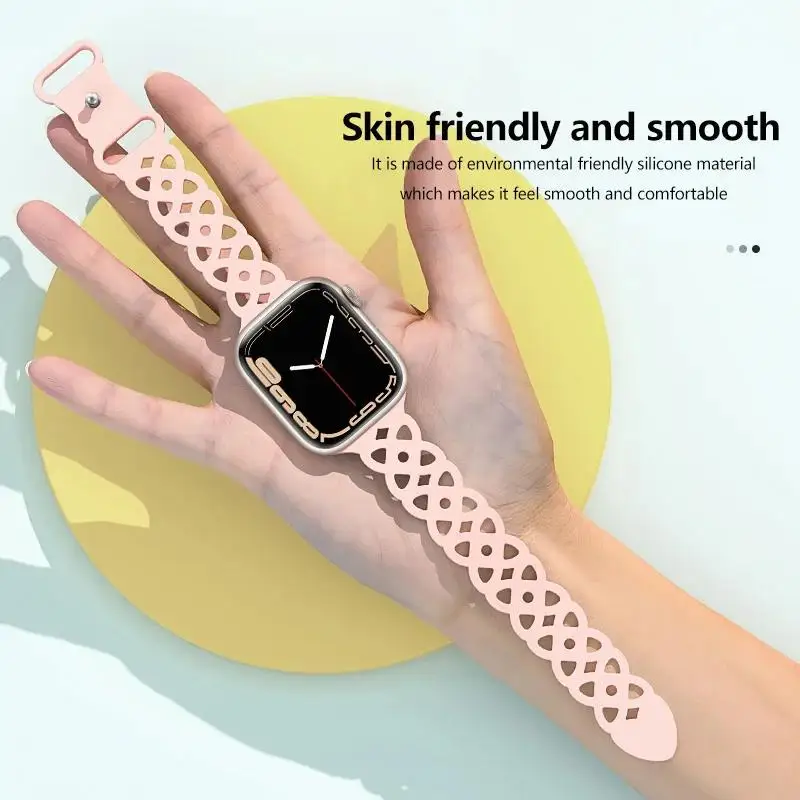 Silicone Breathable Strap for Apple Watch Band 41mm 45mm 40mm 44mm 49mm 42mm 38mm Sport Bracelet for iWatch Series Ultra SE 1-9