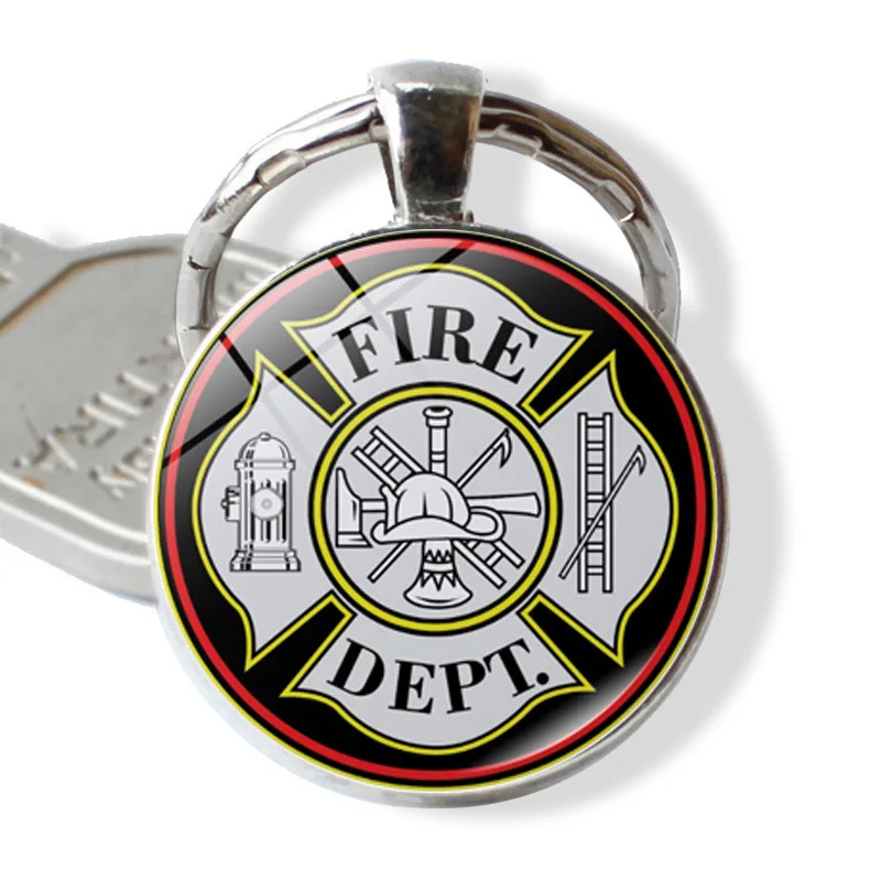 Firefighter Rescue Team Pendant Keychain Pendant Cross Border Key Ring Car Bag Hanging Women Men Jewelry