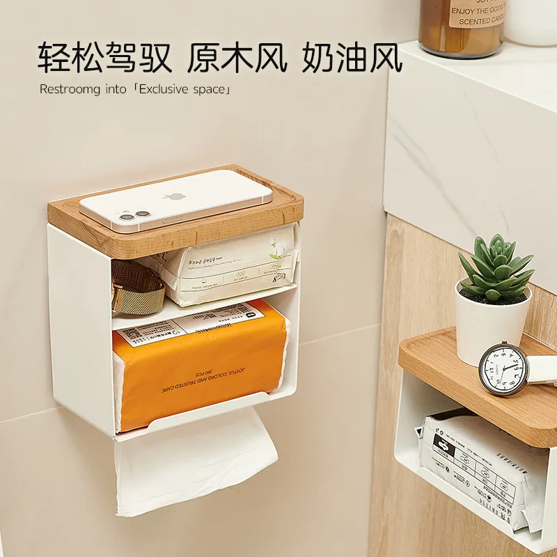 Wholesale Toilet Tissue Box Bathroom Toilet Hanging Roll Paper Toilet Paper Extraction Cream Style Storage Rack Punch-Free