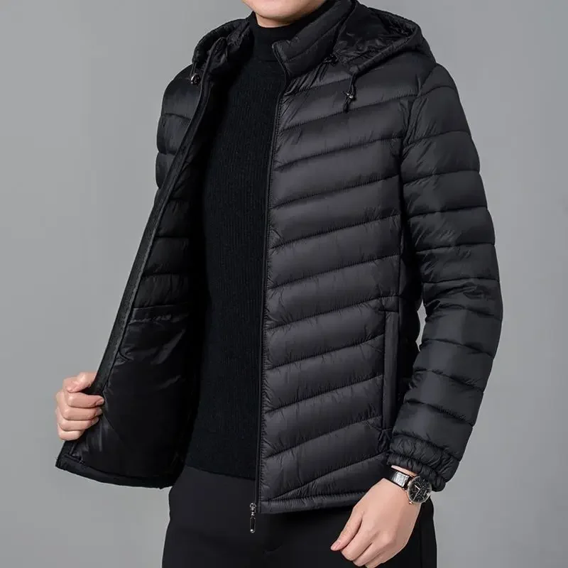 Chaqueta de plumón informal para hombre, Parkas cálidas con relleno ligero, abrigos acolchados para hombre, ropa exterior, estética, invierno,