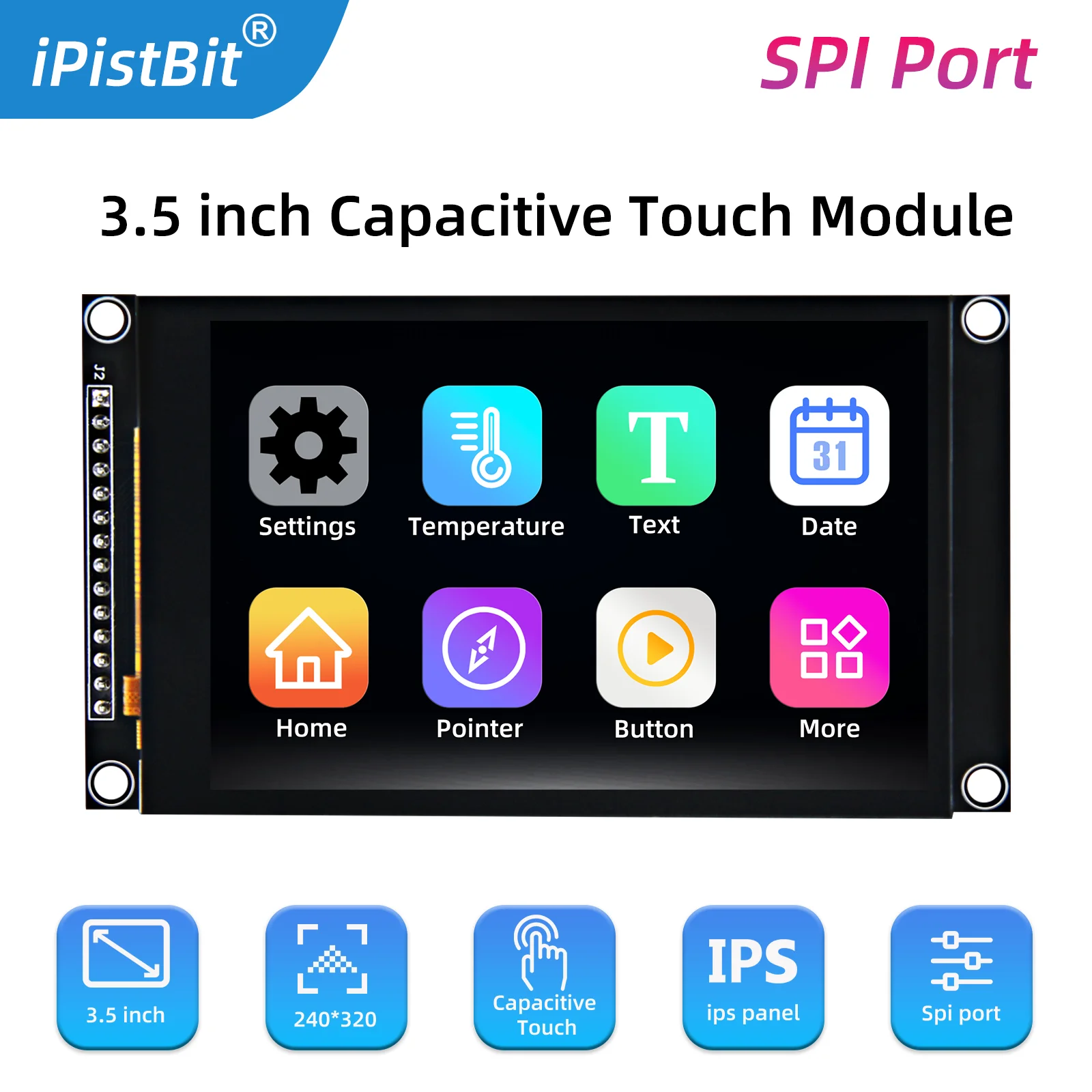 3.5 inch SPI TFT LCD Screen Colorful IPS capacitive Touch Display Module ST7796 320*480  IPS For Esp32&arduino