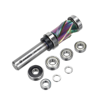 HONGDUI Flush Trim Router Bit 1/2 inch Shank 7/8 inch Cutting Diameter Compression Spiral Top & Bottom Bearing Spiral Router Bit