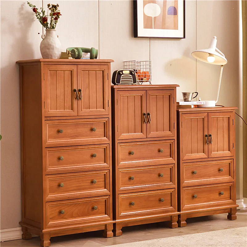 Solid wood multi-storey integrated cabinet drawers, simple living room, storage cabinets, bedroom