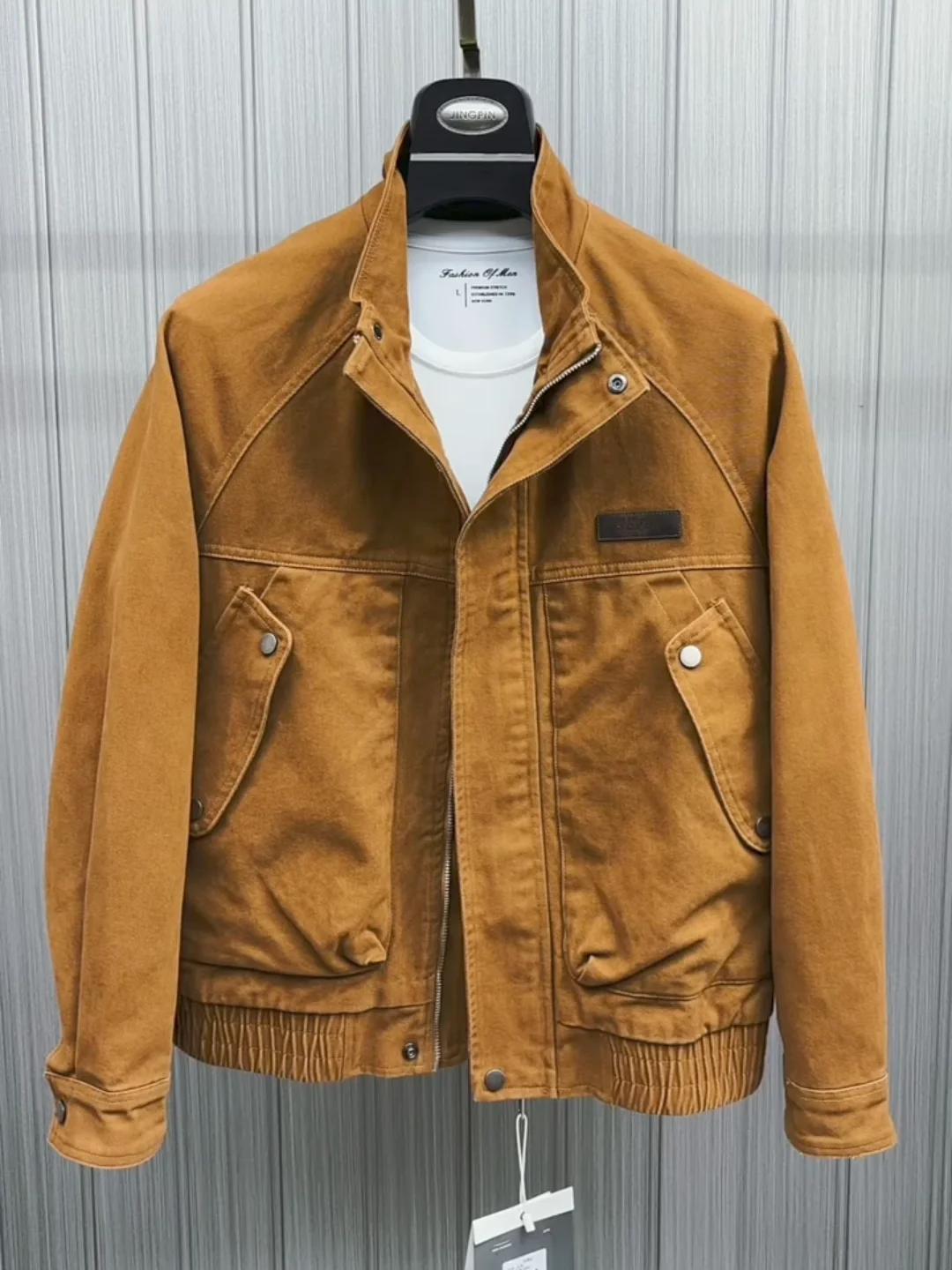 

Faionable Stand Collar Men's Jaet Outerwear P259 Autumn New Arrival High Quali Busin Sle Ele Antimicrobial