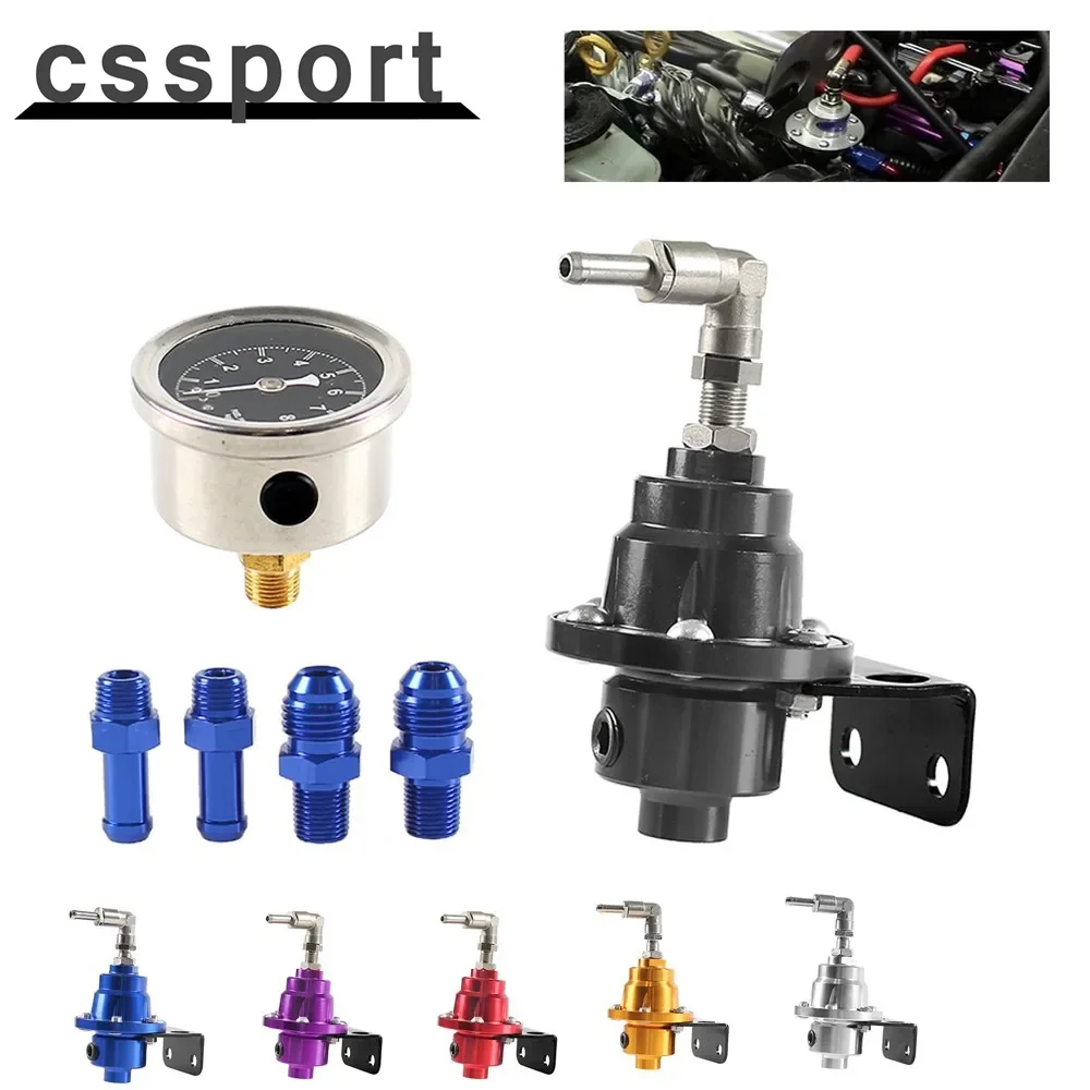 Aluminum Adjustable Fuel Pressure Regulator with Gauge Kit Vehicle Refitting Fuel Supercharger Regulating Valve