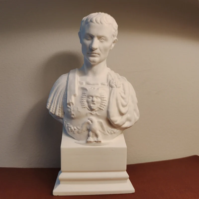 

Caesar Roman Emperor Gypsum Bust - Museum-Replica Sculpture, Handcrafted Desktop Art Decor for Study Room & History Collectors​