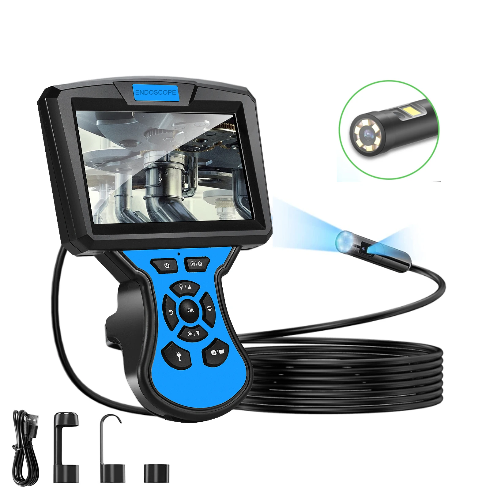 M50 Dual Lens HD 5 Inch IPS LCD Large Screen Endoscope Inspection Camera Industrial Endoscope