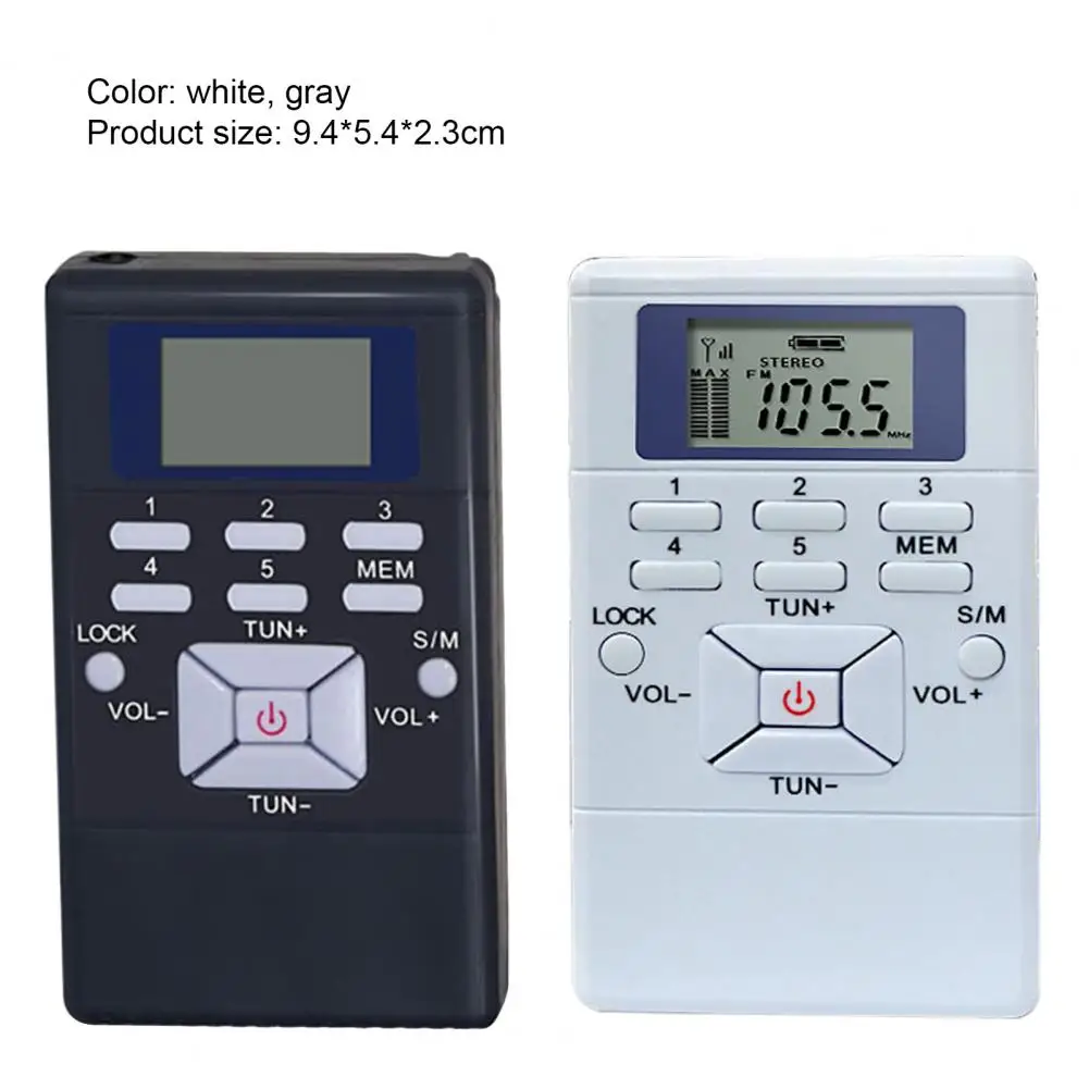 HRD-102 Mini Radio Stereo ricevitore Radio FM con auricolari Display LCD altoparlante tascabile portatile per il ricevitore Radio invecchiato