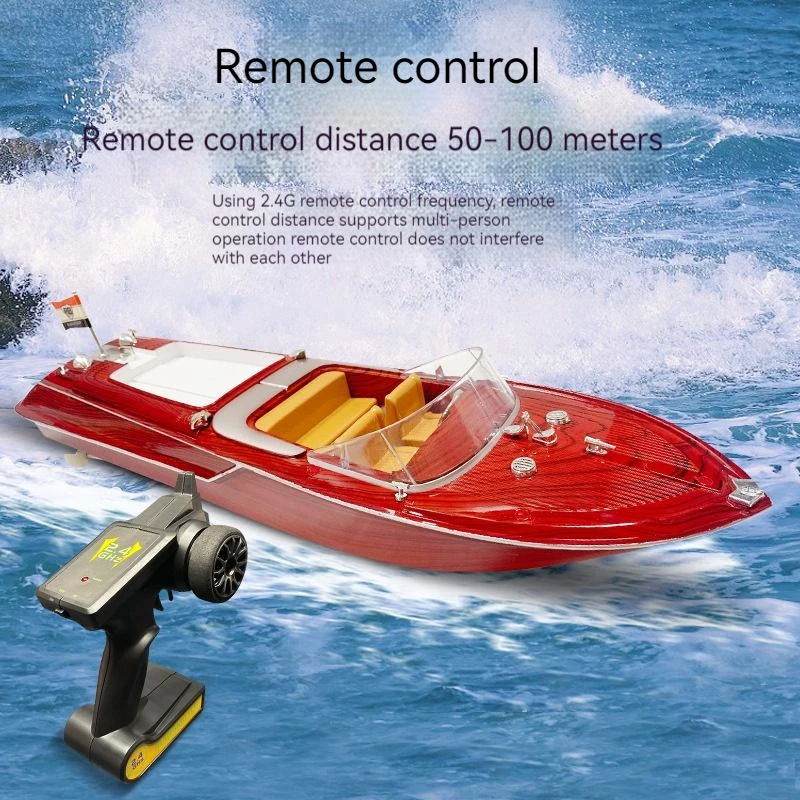 New Retro Remote Control Boat Wireless Electric Long Endurance High-speed 2.4g Rechargeable Speedboat Model Children\'s Toy