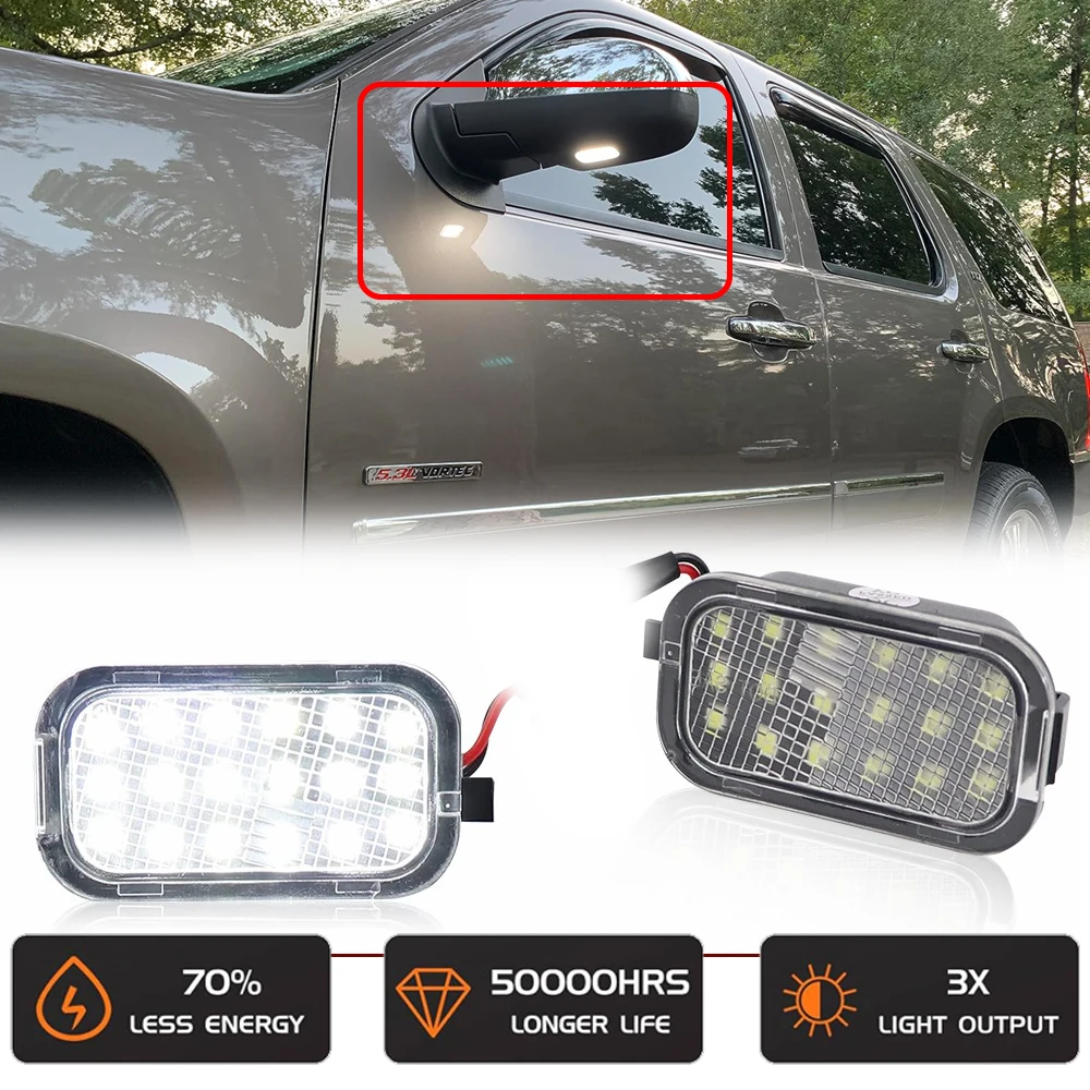 

6000K Under Side Mirror Led Puddle Light DRL Warning Lamp for Cadillac Escalade Chevrolet Avalanche Silverado Suburban Tahoe GMC