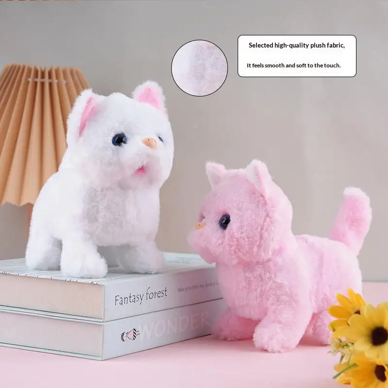 Juguete Interactivo de Felpa Eléctrico para Gatos, Máquina de Simulación de Mascotas que Camina, Ladra y se Mueve, para Jugar y Entretener a los Gatos