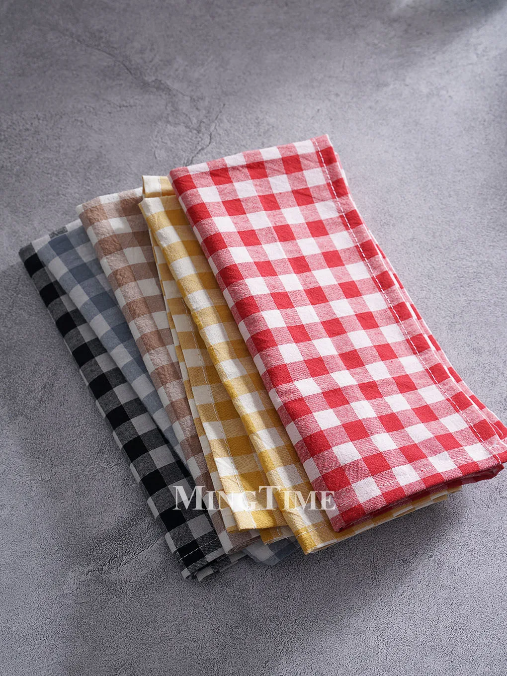 Gingham Napkin 42cm X 42cm Cotton Small Check Cloth Table Napkin Wedding Christmas Party Red Black Yellow Khaki Dust Blue Decor