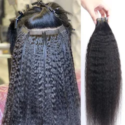 Kinky Straight Tape In Human Hair Extensions Skin Weft Invisible Natural Black 100% Remy Hair Adhesive 20PCS/Pack For Women